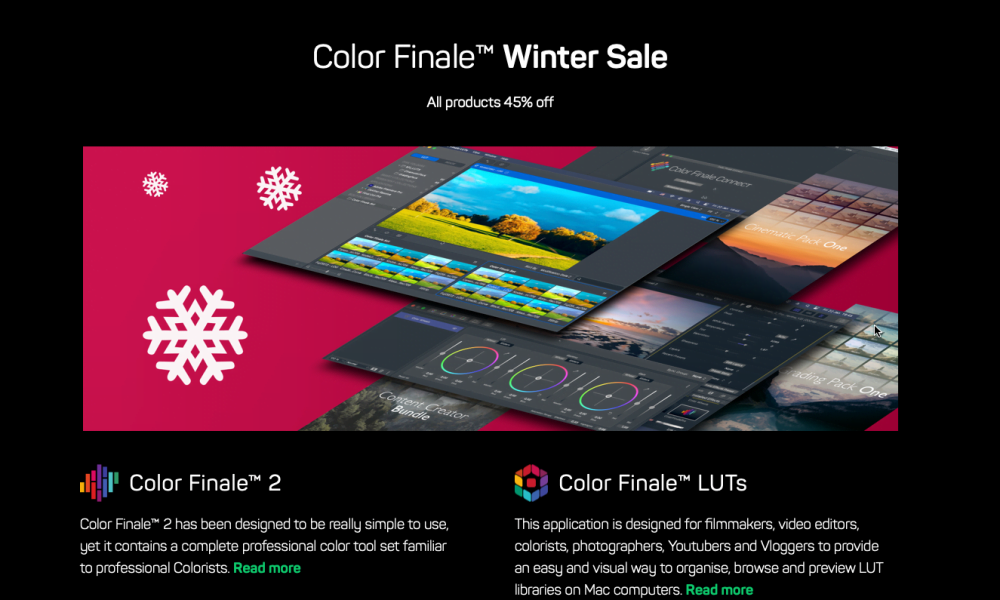Winter sale: 45% di sconto su Color Finale e Color Finale LUTs!