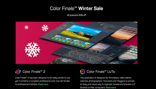 Winter sale: 45% di sconto su Color Finale e Color Finale LUTs!